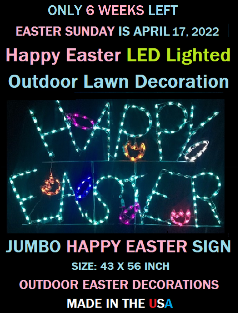 HAPPY EASTER LED LIGHTED OUTDOOR LAWN DECORATION SIGN