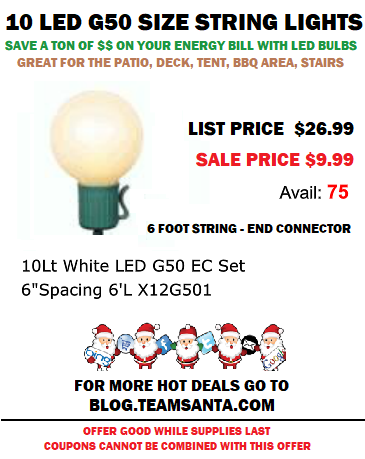Patio String Lights Available Now For Less Than $10 a String. Save BIG $$ Off Your Energy Bill