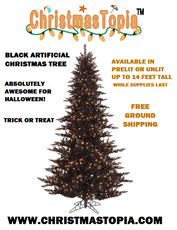 Black Fir Artificial Halloween Tree With Mini Halloween Lights Is A Ghoulish Addition To Your Halloween Decorations Display