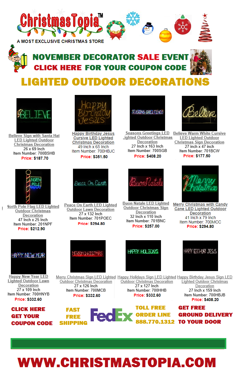 Travel The Road To Christmas Decorations By Following The Lighted Holiday Signs