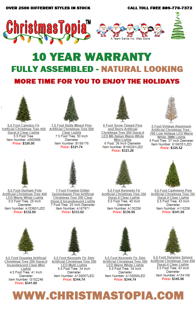 Over 2500 Prelit, Big, Table Top, Potted, Upside Down, Potted and Colorful Christmas Trees