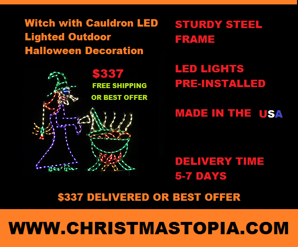 Wacky Witch at Cauldron Lighted Halloween Decoration