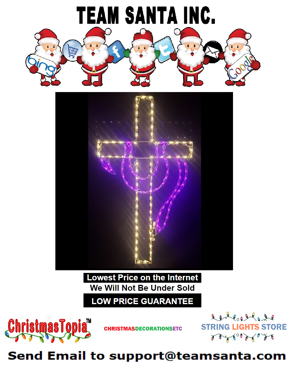 Lighted Cross with Drape And Lots of Other Easter Decorations