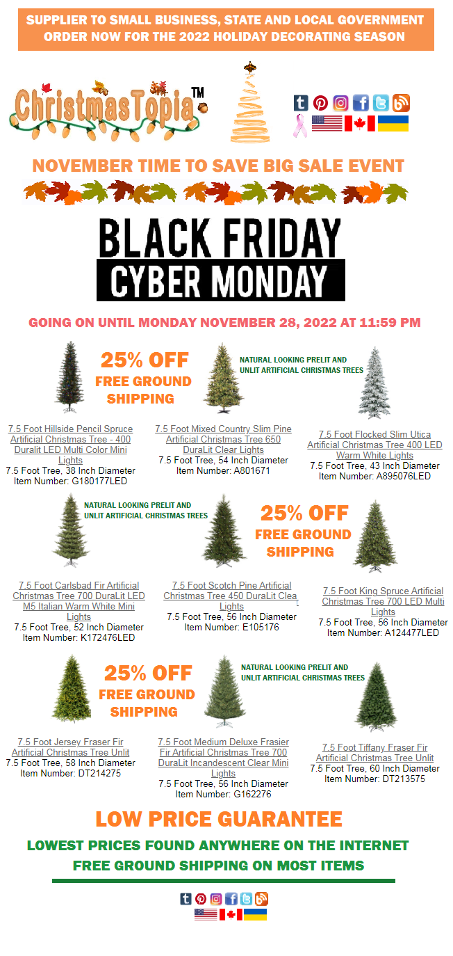 Cyber Monday Artificial Christmas Tree Sale at Christmas Utopia