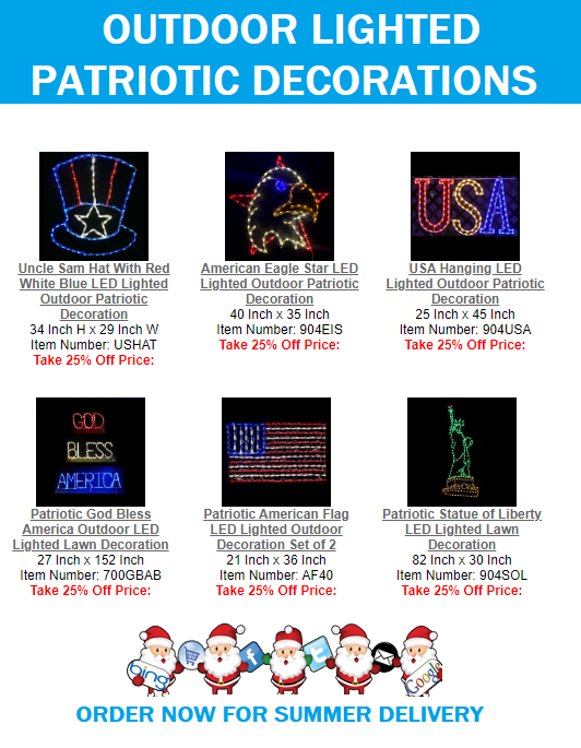 Outdoor Lighted Patriotic Decorations At Christmas Utopia