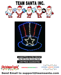 Uncle Sam Top Hat Decoration With Red, White and Blue Lights is a Quintessential Patriotic Decoration